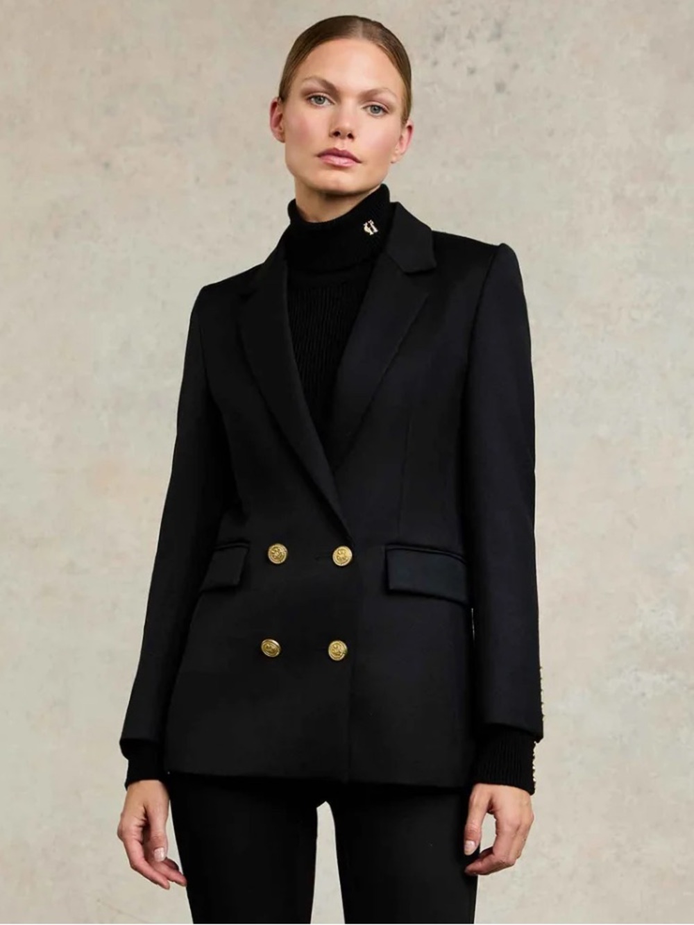 Holland Cooper Black Double-Breasted Blazer Size: US 2/ UK 6